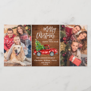 Cartes Pour Fêtes Annuelles Retro Christmas Red Truck Rustic 2 PHOTO Salutatio