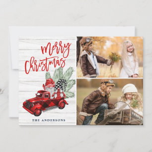 Cartes Pour Fêtes Annuelles Retro Christmas Red Truck Rustic 2 PHOTO Salutatio
