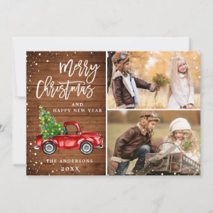 Cartes Pour Fêtes Annuelles Retro Christmas Red Truck Rustic 2 PHOTO Salutatio