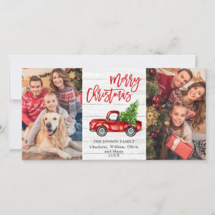 Cartes Pour Fêtes Annuelles Retro Christmas Red Truck Rustic 2 PHOTO Salutatio