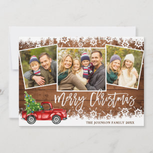 Cartes Pour Fêtes Annuelles Retro Christmas Red Truck Rustic 3 PHOTO Salutatio