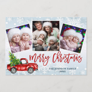 Cartes Pour Fêtes Annuelles Retro Christmas Red Truck Rustic 3 PHOTO Salutatio
