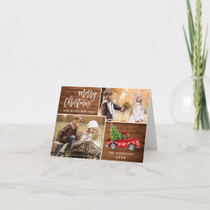 Cartes Pour Fêtes Annuelles Retro Christmas Red Truck Rustic 3 PHOTO Salutatio