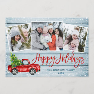 Cartes Pour Fêtes Annuelles Retro Christmas Red Truck Rustic 3 PHOTO Salutatio