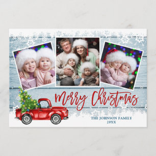 Cartes Pour Fêtes Annuelles Retro Christmas Red Truck Rustic 3 PHOTO Salutatio