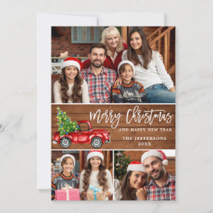 Cartes Pour Fêtes Annuelles Retro Christmas Red Truck Rustic 3 PHOTO Salutatio