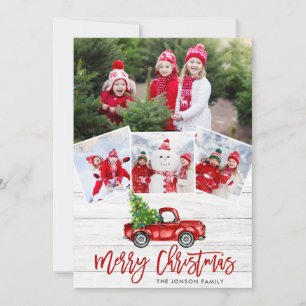 Cartes Pour Fêtes Annuelles Retro Christmas Red Truck Rustic 4 PHOTO Salutatio