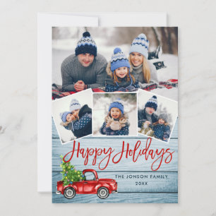 Cartes Pour Fêtes Annuelles Retro Christmas Red Truck Rustic 4 PHOTO Salutatio