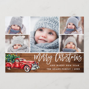 Cartes Pour Fêtes Annuelles Retro Christmas Red Truck Rustic 5 PHOTO Salutatio