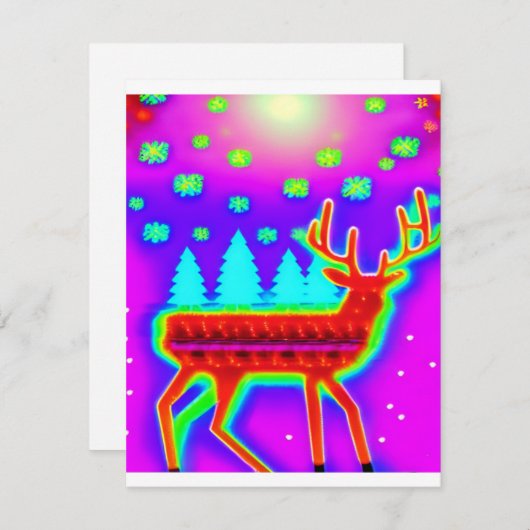 Cartes Pour Fêtes Annuelles Retro Christmas Reindeer pixelated arcade 16 bits (Devant / Derrière)