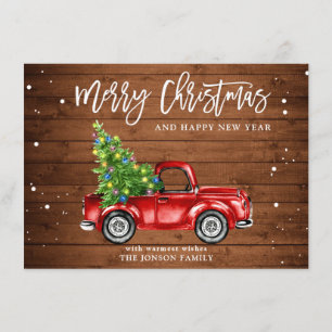 Cartes Pour Fêtes Annuelles Retro Classic Rustic Red Truck voeux de Noël
