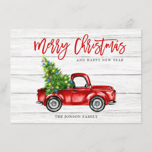 Cartes Pour Fêtes Annuelles Retro Classic Rustic Red Truck voeux de Noël