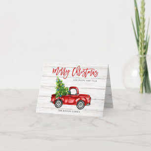 Cartes Pour Fêtes Annuelles Retro Classic Rustic Red Truck voeux de Noël