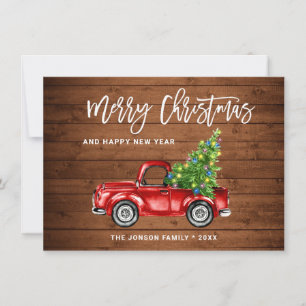 Cartes Pour Fêtes Annuelles Retro Classic Rustic Red Truck voeux de Noël