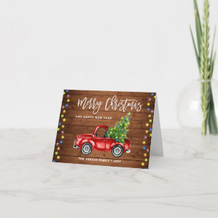 Cartes Pour Fêtes Annuelles Retro Classic Rustic Red Truck voeux de Noël