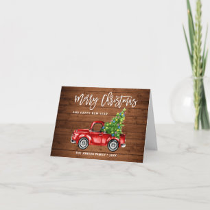 Cartes Pour Fêtes Annuelles Retro Classic Rustic Red Truck voeux de Noël
