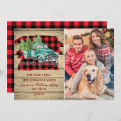 Cartes Pour Fêtes Annuelles Retro classique Camion de Noël Rustique Salutation (Devant / Derrière)