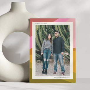 Cartes Pour Fêtes Annuelles Retro Colorblock Modern Couple Photo Noël