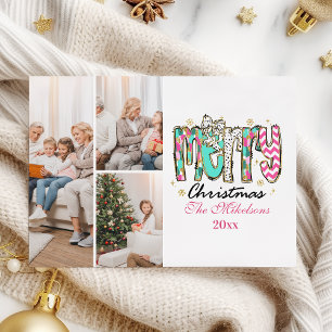 Cartes Pour Fêtes Annuelles Rétro Coloré 3 Photo Joyeux Noël