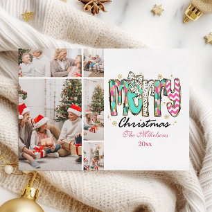 Cartes Pour Fêtes Annuelles Rétro Coloré 5 Photo Joyeux Noël