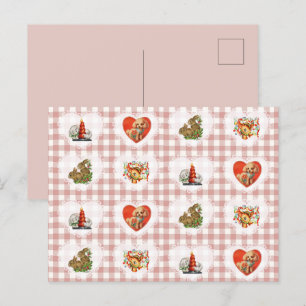 Cartes Pour Fêtes Annuelles Retro Coquette Vintage Bébé Animaux En vichy