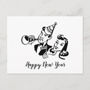Cartes Pour Fêtes Annuelles Retro Couple Bonne Année