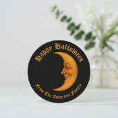 Cartes Pour Fêtes Annuelles Retro Croissant Lune Face Halloween heureux (Debout devant)