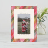 Cartes Pour Fêtes Annuelles Retro Diagonal Noël Plaid Cute Preppy Photo (Debout devant)