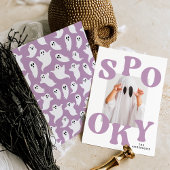 Cartes Pour Fêtes Annuelles Retro Éffrayant Purple Typographie Photo Halloween