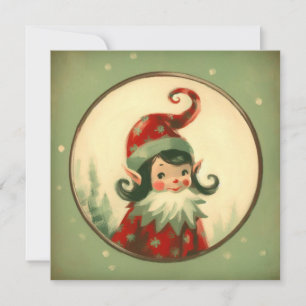Cartes Pour Fêtes Annuelles Retro Elfe du Père Noël Noël Vintage