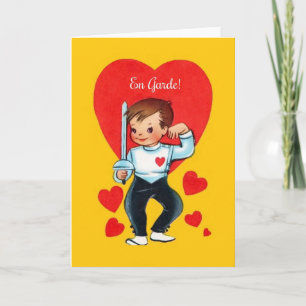 Cartes Pour Fêtes Annuelles Rétro En Garde Fencing Valentine Greeting Card