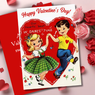 Cartes Pour Fêtes Annuelles Retro Enfants Vintages Danser sur mesure Saint Val