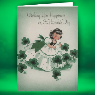 Cartes Pour Fêtes Annuelles Rétro Fille Irlandaise Personnalisé St. Patrick's 