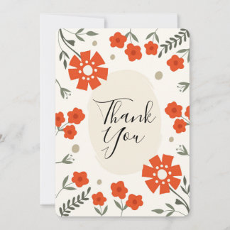 Cartes Pour Fêtes Annuelles Retro Floral Thank You Card with orange flowers