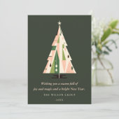 Cartes Pour Fêtes Annuelles Retro Forest Green Christmas Tree Logo d'entrepris (Debout devant)