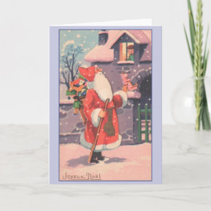 Cartes Pour Fêtes Annuelles Retro French Joyeux Noël Christmas Card