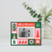 Cartes Pour Fêtes Annuelles Retro Funky Photo Noël (Debout devant)