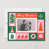 Cartes Pour Fêtes Annuelles Retro Funky Photo Noël (Devant)