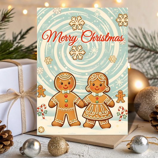 Cartes Pour Fêtes Annuelles Retro Gingerbread Blizzard Christmas