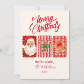 Cartes Pour Fêtes Annuelles Retro Gingham Santa Gingerbread Christmas (Devant)