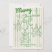 Cartes Pour Fêtes Annuelles Retro Green Funny Christmas Trees Bow Non Photo (Devant)