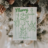 Cartes Pour Fêtes Annuelles Retro Green Funny Christmas Trees Bow Non Photo