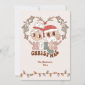 Cartes Pour Fêtes Annuelles Retro Groovy Joyeux Noël Père Noël (Devant)