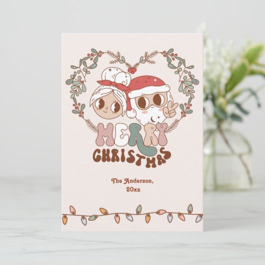 Cartes Pour Fêtes Annuelles Retro Groovy Joyeux Noël Père Noël (Debout devant)