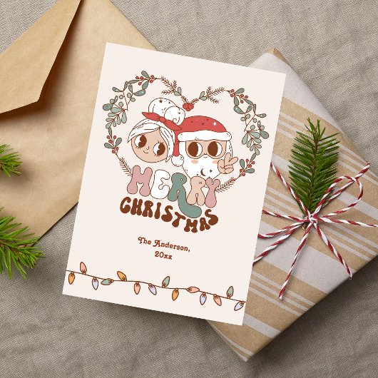 Cartes Pour Fêtes Annuelles Retro Groovy Joyeux Noël Père Noël