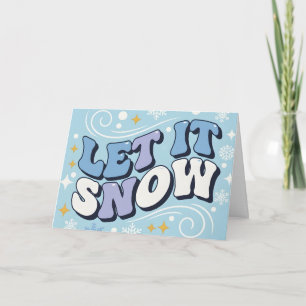 Cartes Pour Fêtes Annuelles Retro Groovy Laissez Tomber la Neige Joyeux Noël