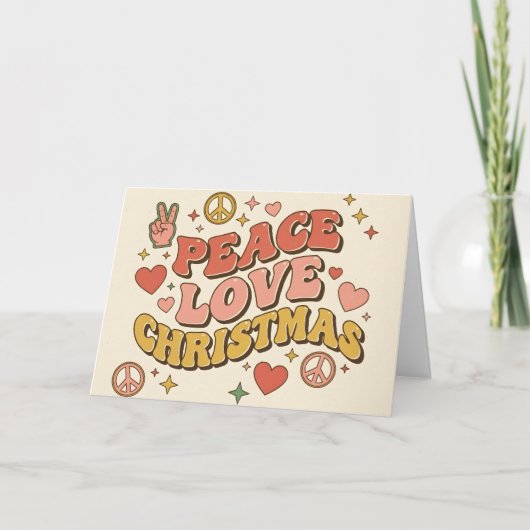 Cartes Pour Fêtes Annuelles Retro Groovy Peace Love Christmas (Devant)