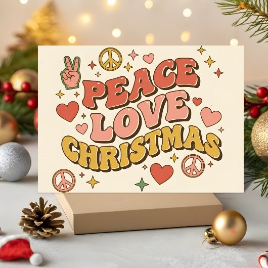 Cartes Pour Fêtes Annuelles Retro Groovy Peace Love Christmas