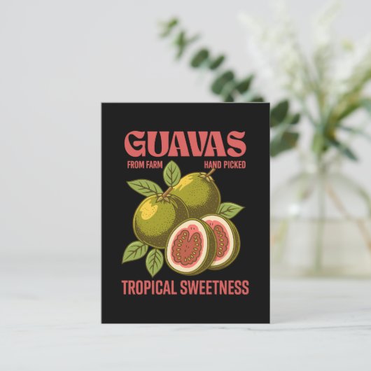 Cartes Pour Fêtes Annuelles Retro Guavas Fruit Commercial Graphisme Art Style (Debout devant)