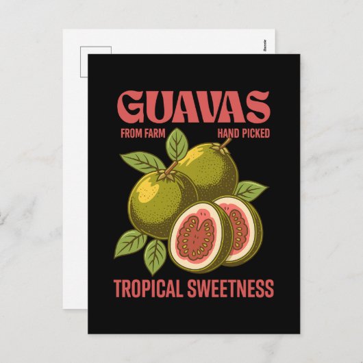 Cartes Pour Fêtes Annuelles Retro Guavas Fruit Commercial Graphisme Art Style (Devant / Derrière)
